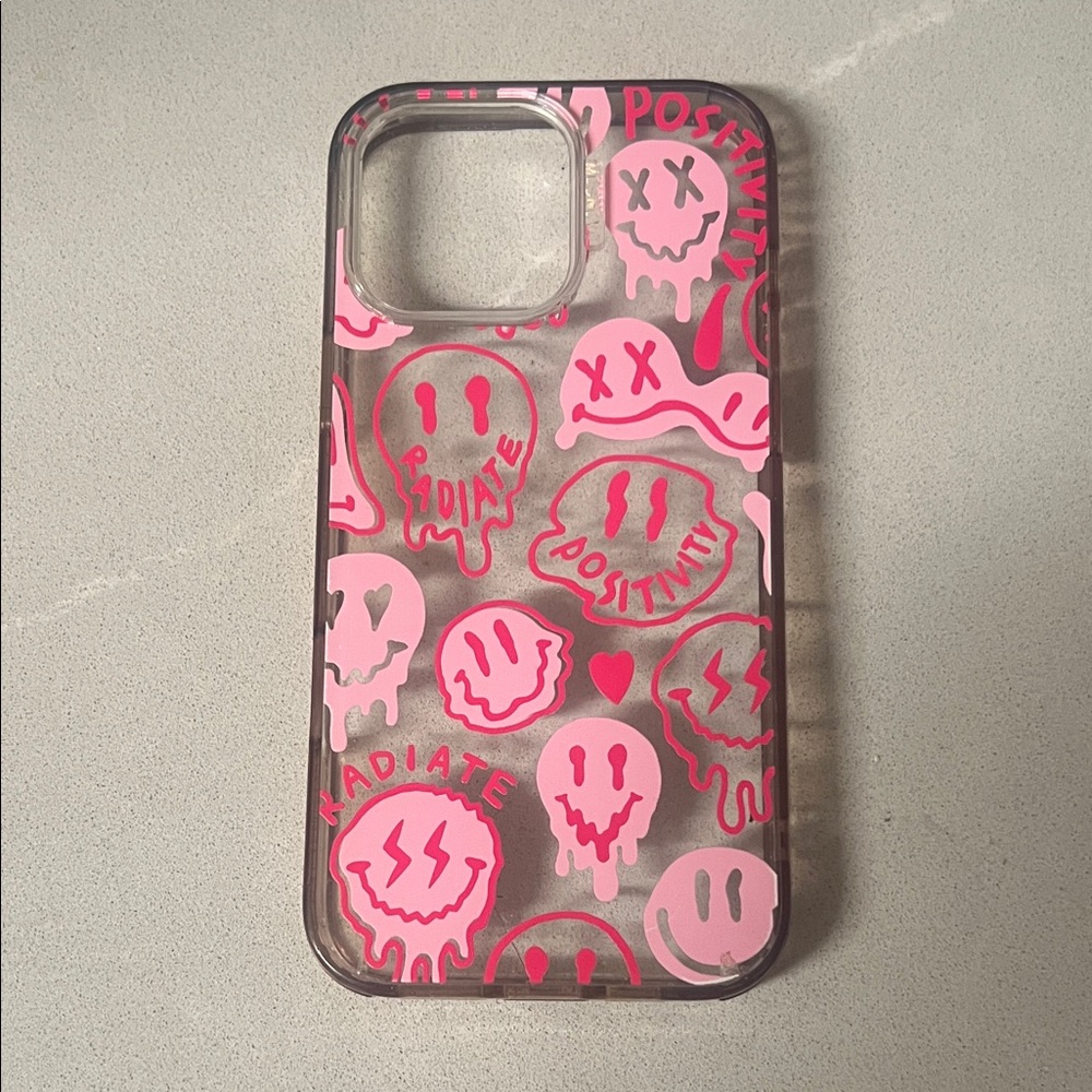 iPhone 16 pro Max Pink Smiley Phone Case